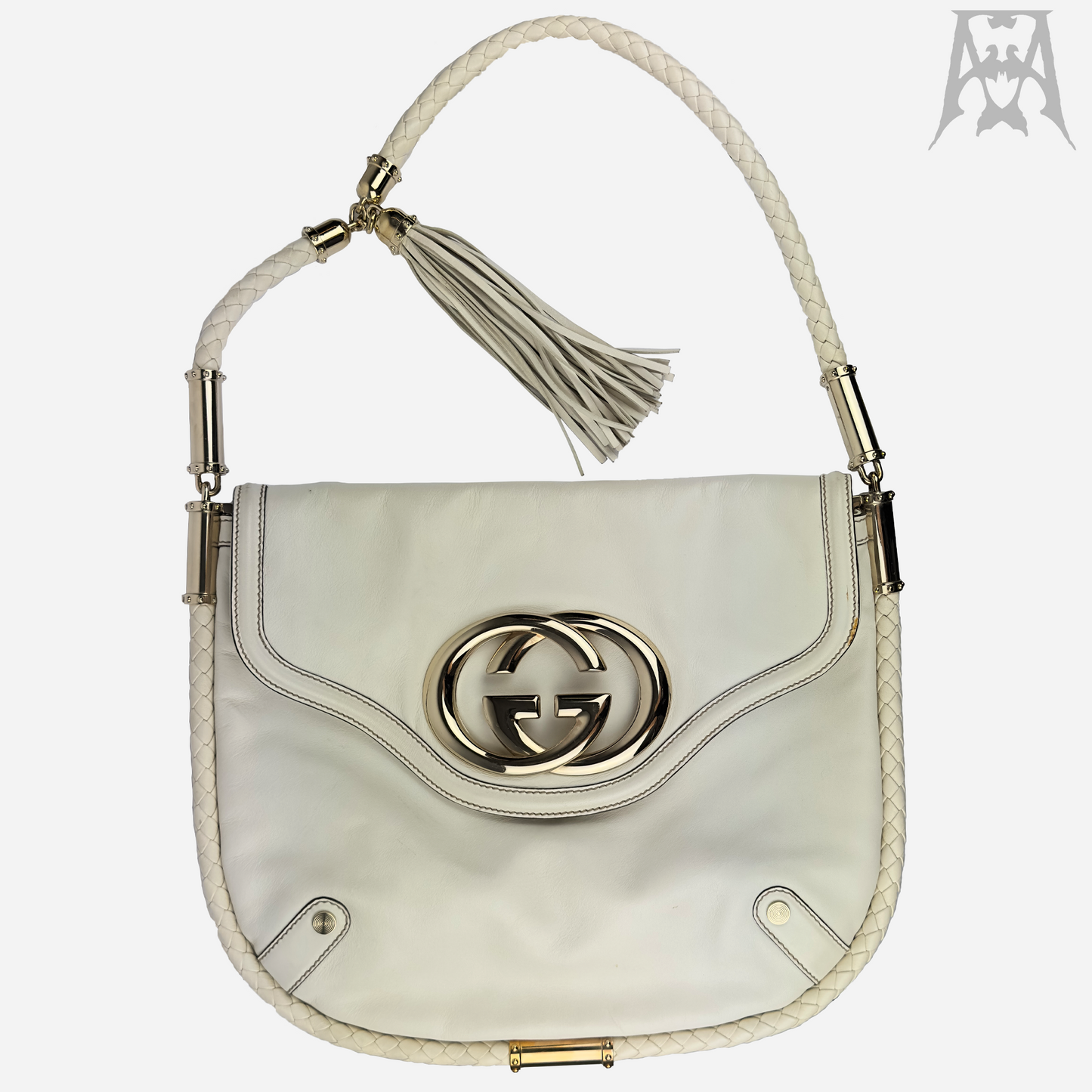 Gucci Cream Leather Britt Tassel Hobo