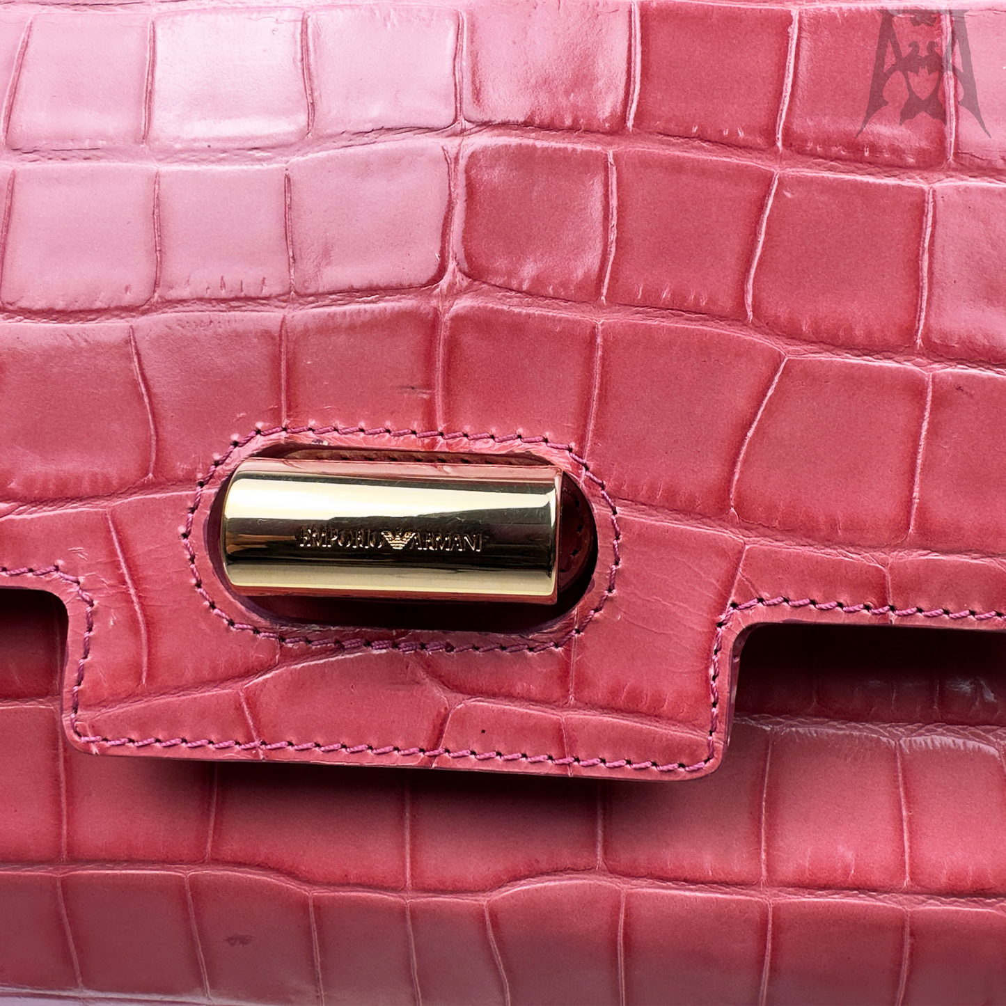 Emporio Armani Faux Crocodile Leather Shoulder Bag