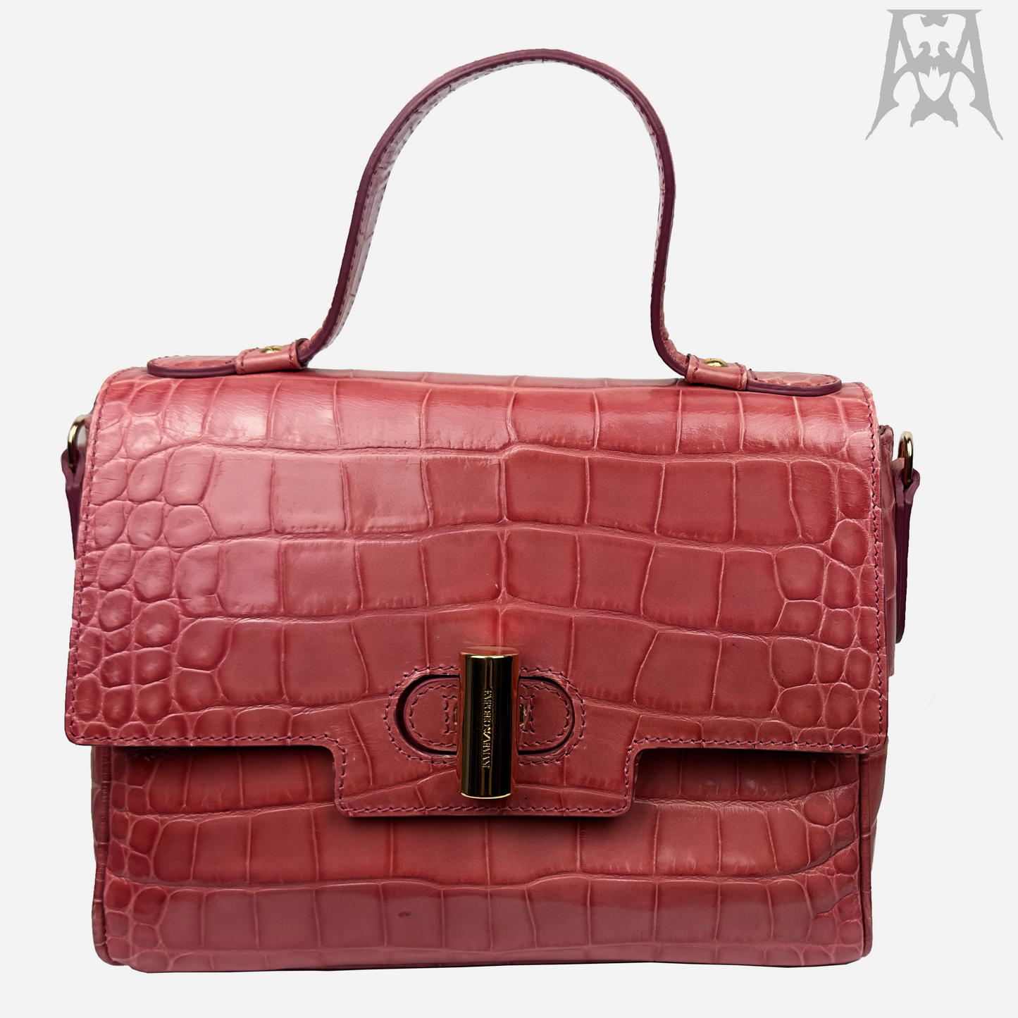Emporio Armani Faux Crocodile Leather Shoulder Bag