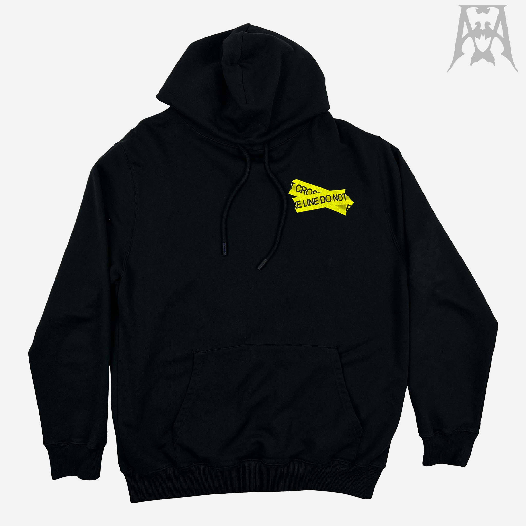 Off white fire line tape hoodie hotsell