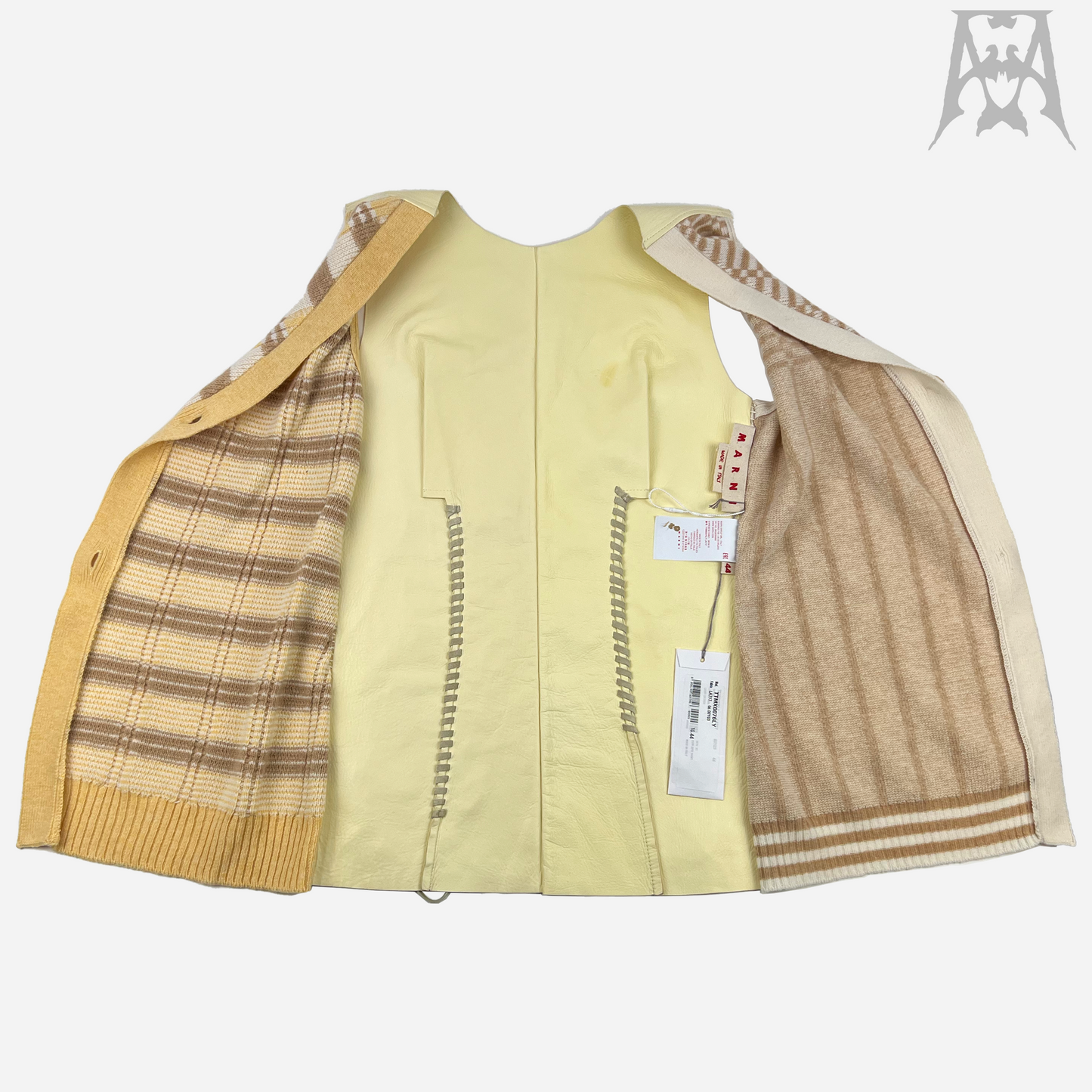 Marni Runway Knit/Leather Cardigan